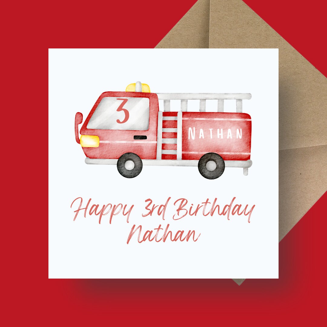 Birthday Card - Big Red Fire Truck