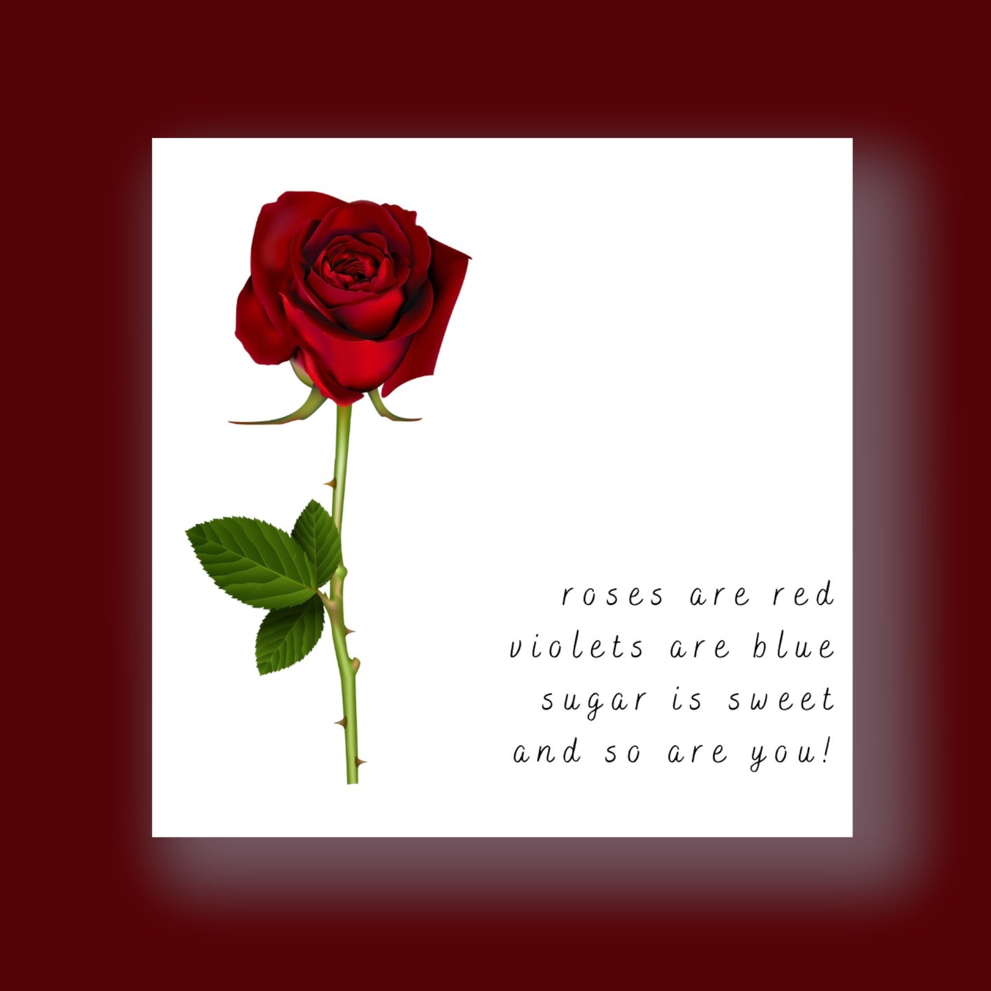 Valentine's Card - Single Red Rose