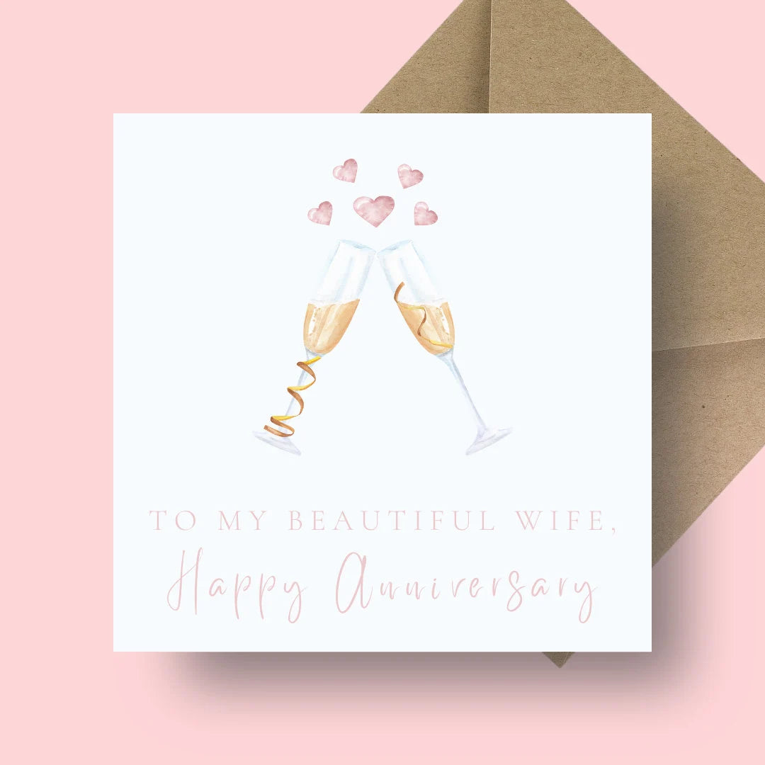 Anniversary Card - Champagne Bubbles