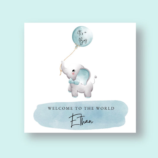 New Baby Card - Baby Blue Elephant