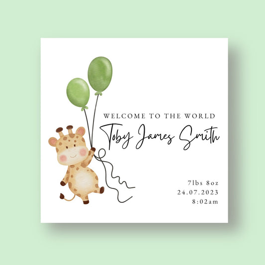 New Baby Card - Baby Giraffe