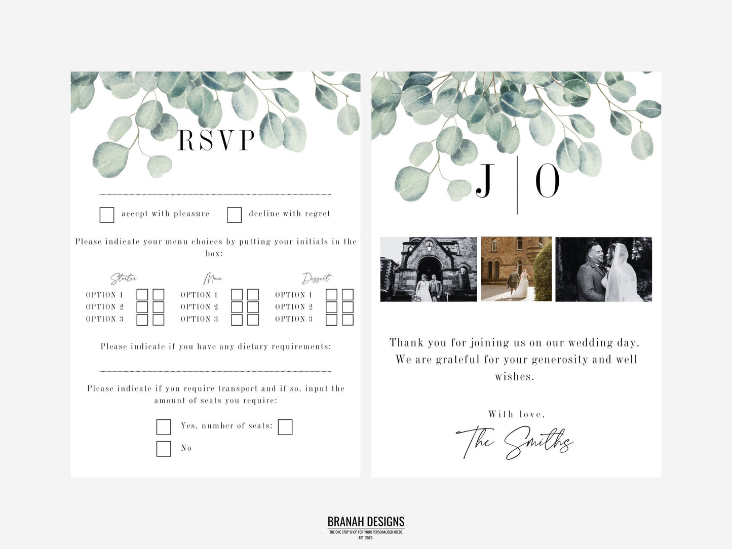 Wedding Invitation - Eucalyptus Collection