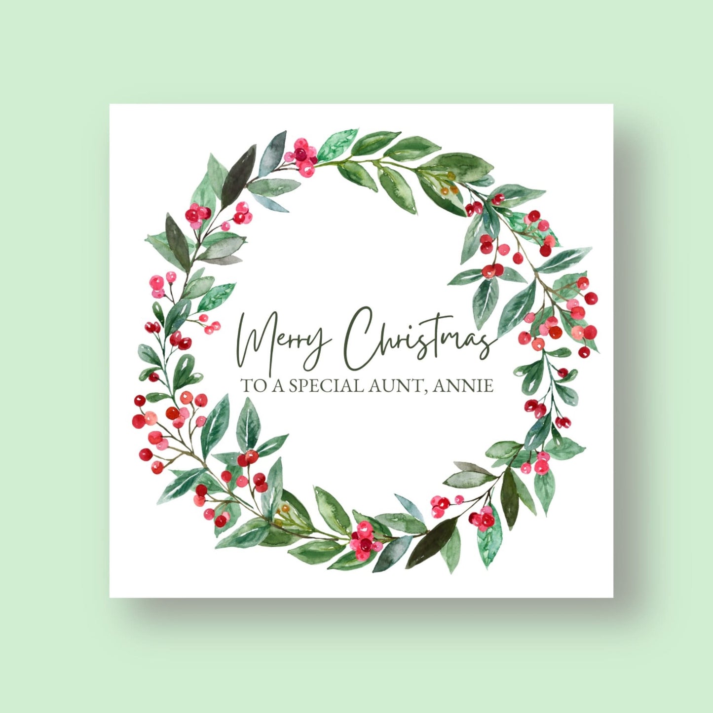 Christmas Card - Holly Wreath